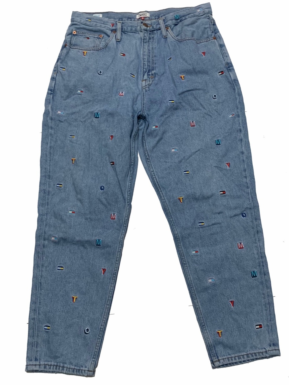 33 X 29 / Tommy Hilfiger Light Blue Embroidered HIGH RISE High Rise Tapered jean